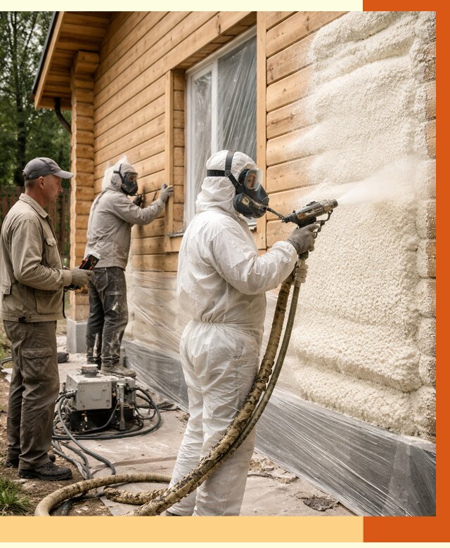 Утепление дома из бруса ППУ в Кызыле от 3993 руб/м2 под ключ | ТепломастерКзл