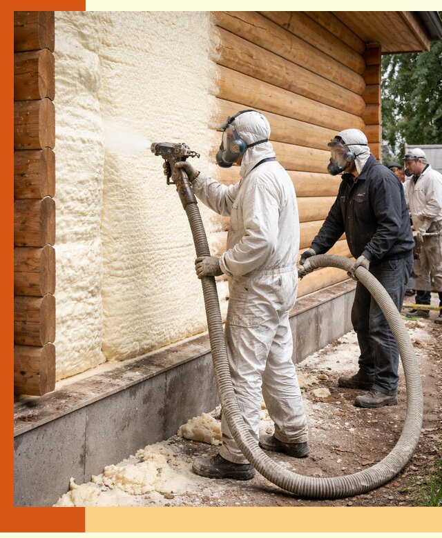 Утепление дома из бруса пенополиуретаном в Кызыле