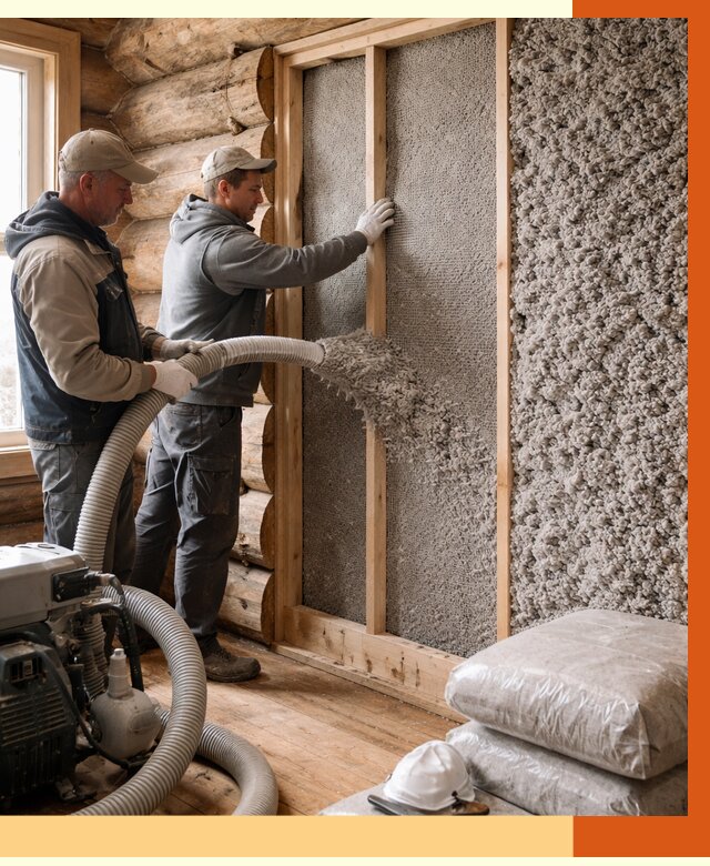 Утепление бревенчатого дома эковатой в Кызыле от 2852 руб. | ТепломастерКзл