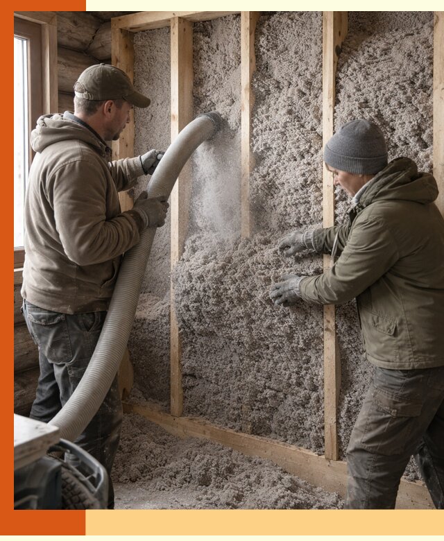 Утепление бревенчатого дома эковатой в Кызыле