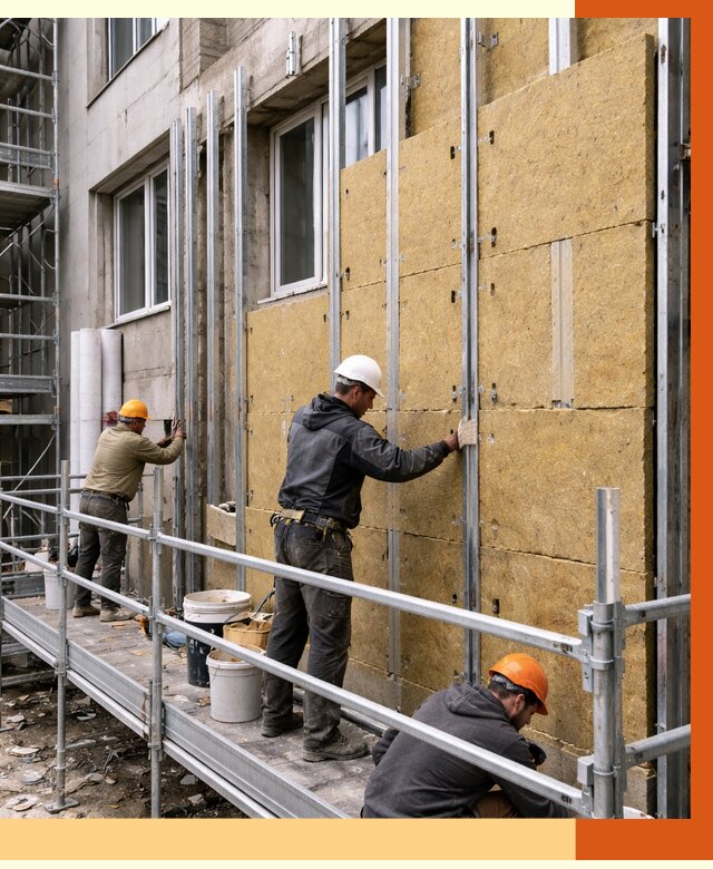 Утепление вентилируемого фасада в Кызыле от 5808 руб/м2 — монтаж и утепление вентфасад | ТепломастерКзл