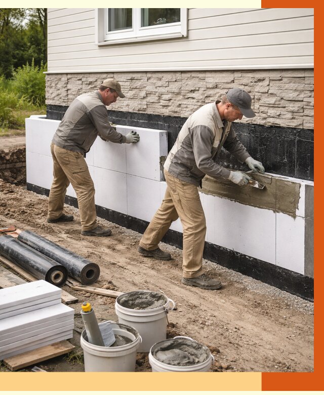 Утепление фундамента снаружи в Кызыле от 4356 руб. за м² | ТепломастерКзл