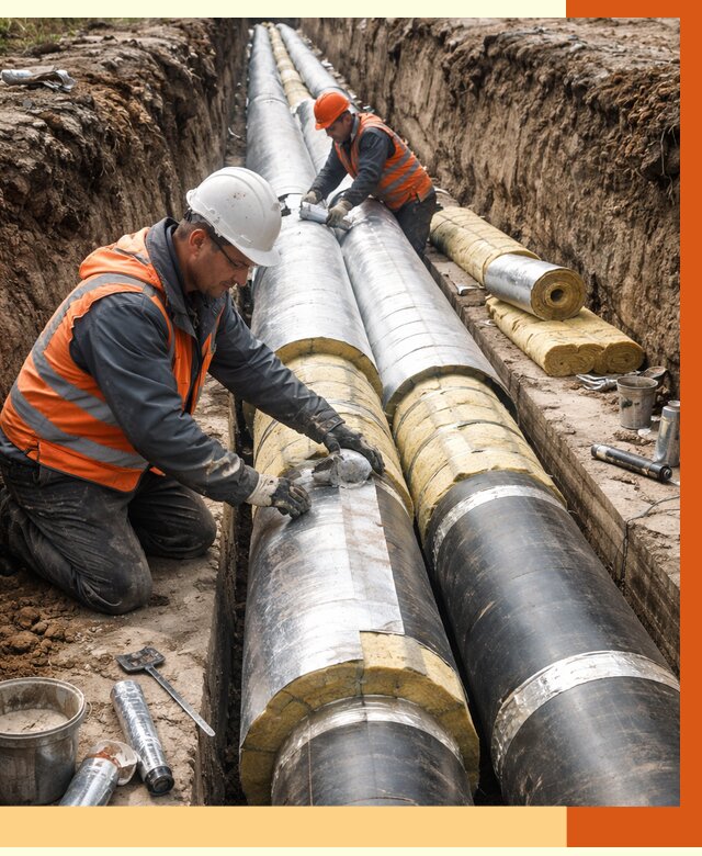 Утепление теплотрассы в Кызыле от 4667 руб./м2 — ппу и комплексная изоляция | ТепломастерКзл