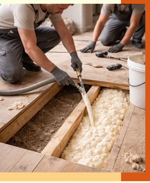 Заполнение пустот пола в Кызыле от 2800 руб. — утепление пустот пола под ключ | ТепломастерКзл