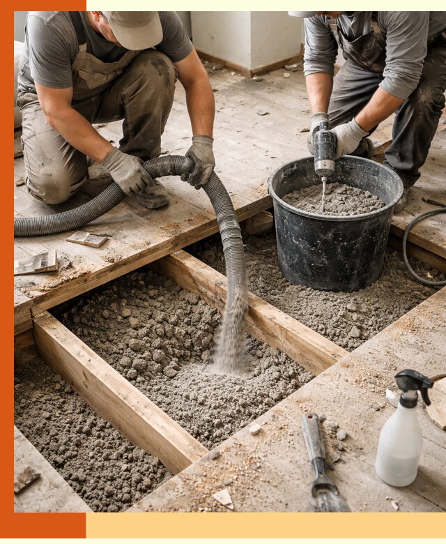 Заполнение пустот пола в Кызыле полиуретаном и пенополистиролом