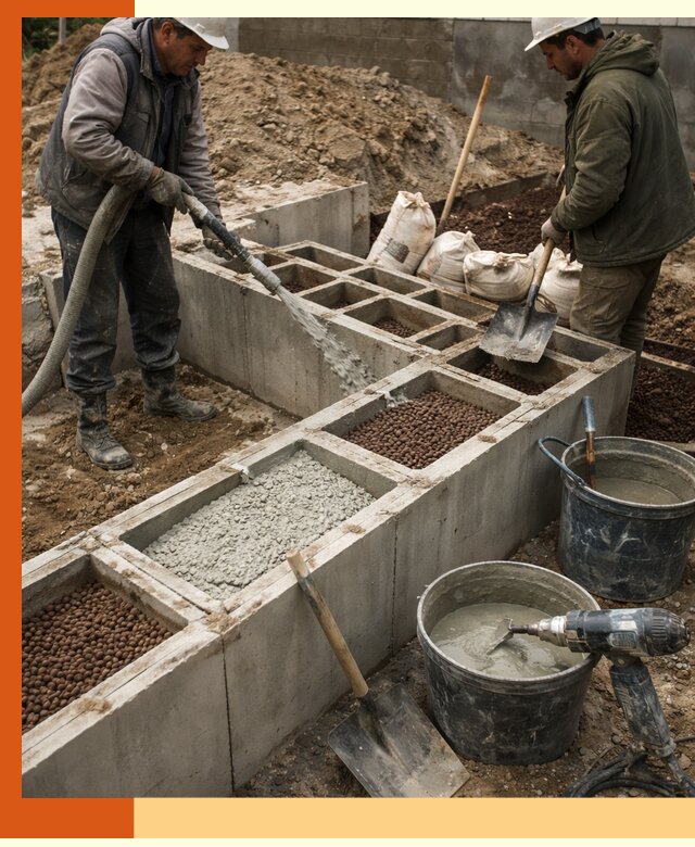 Заполнение полостей фундамента в Кызыле герметичным утеплением и повышением прочности