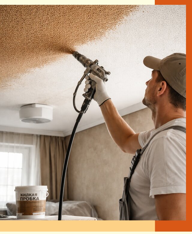 Утепление потолка жидкой пробкой в Кызыле от 3630 руб. | ТепломастерКзл