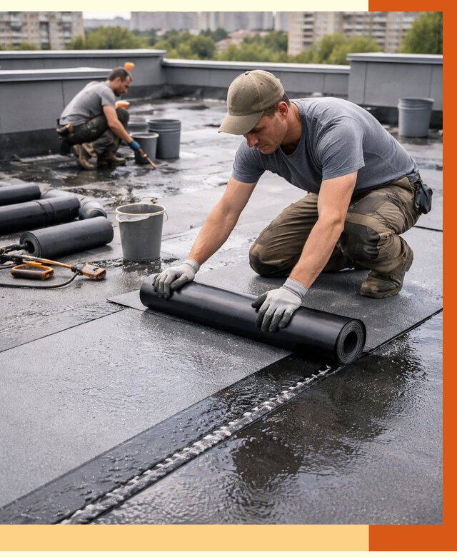 Гидроизоляция плоской кровли в Кызыле от 4667 руб./м2 — профессионально | ТепломастерКзл