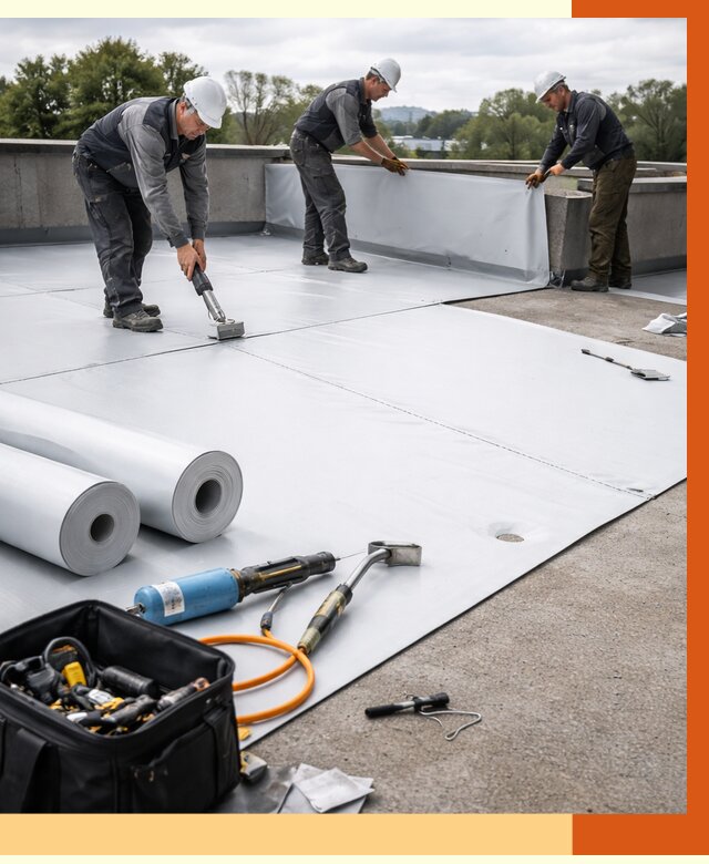 Гидроизоляция мембранной кровли в Кызыле от 7778 руб./м² — профессионально | ТепломастерКзл