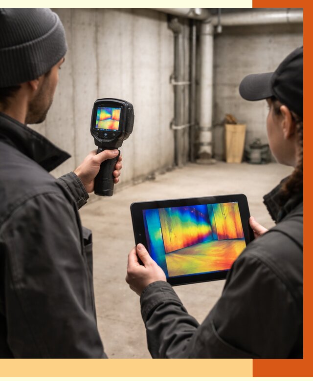 Тепловизионное обследование подвала в Кызыле от 4667 руб. — проверка гидроизоляции | ТепломастерКзл