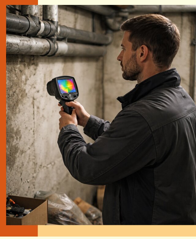Тепловизионное обследование подвала в Кызыле для поиска утечек тепла