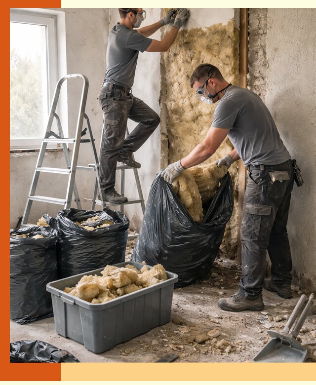 Демонтаж старого утеплителя и вывоз отходов в Кызыле